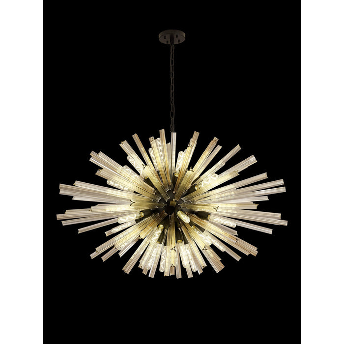 Nelson Lighting NL88329 Clover 32 Light Oval Pendant Matt Black Champagne Gold