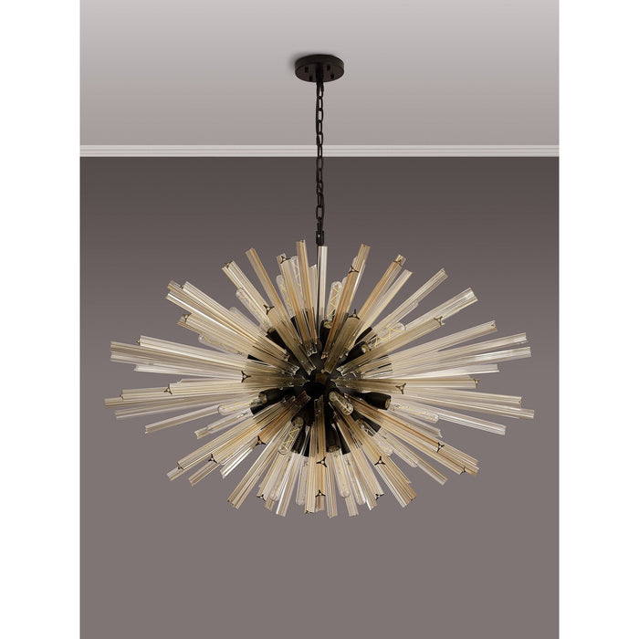 Nelson Lighting NL88329 Clover 32 Light Oval Pendant Matt Black Champagne Gold