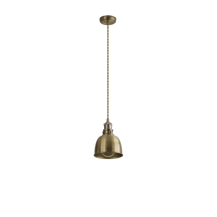 Nelson Lighting NL85369 Corfu 1 Light Small Pendant Antique Brass Satin Nickel