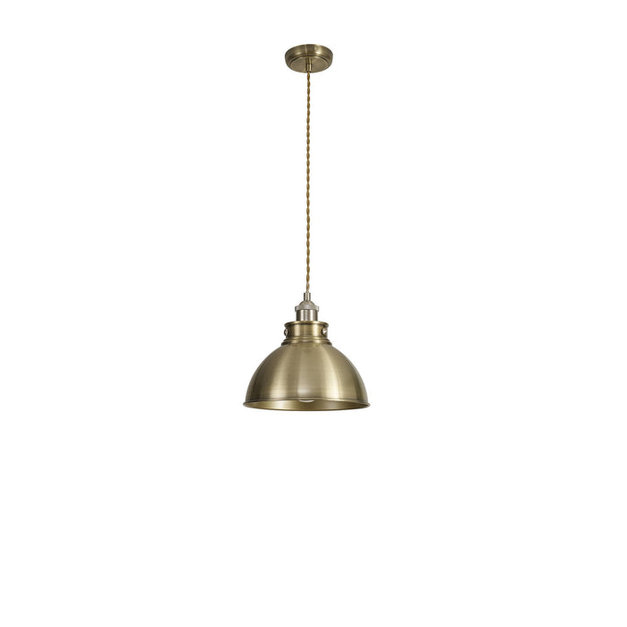 Nelson Lighting NL85379 Corfu 1 Light Medium Pendant Antique Brass Satin Nickel