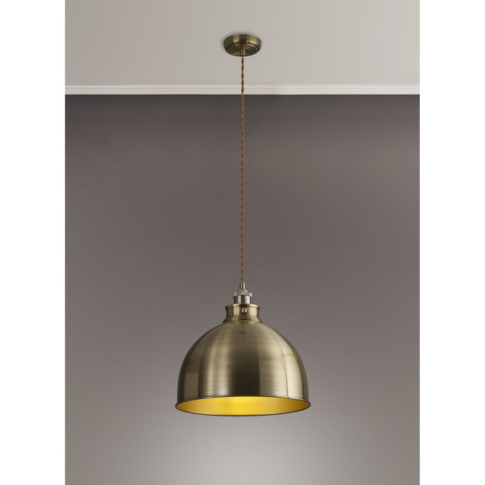 Nelson Lighting NL85389 Corfu 1 Light Large Pendant Antique Brass Satin Nickel