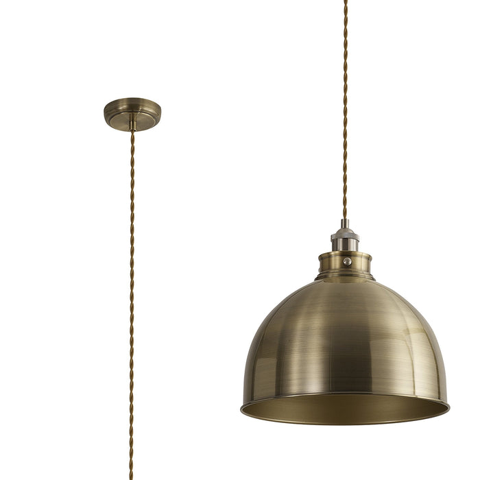 Nelson Lighting NL85389 Corfu 1 Light Large Pendant Antique Brass Satin Nickel