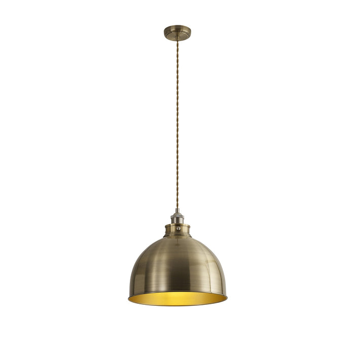 Nelson Lighting NL85389 Corfu 1 Light Large Pendant Antique Brass Satin Nickel