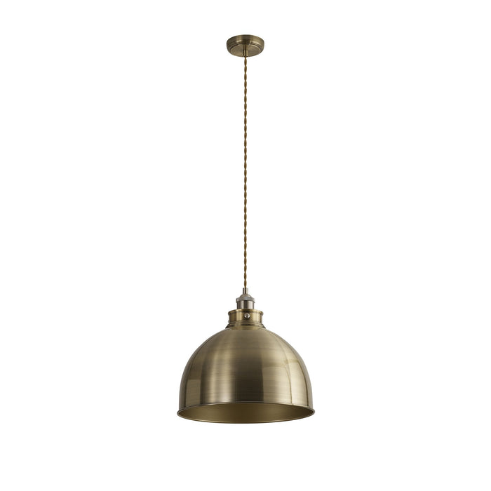 Nelson Lighting NL85389 Corfu 1 Light Large Pendant Antique Brass Satin Nickel