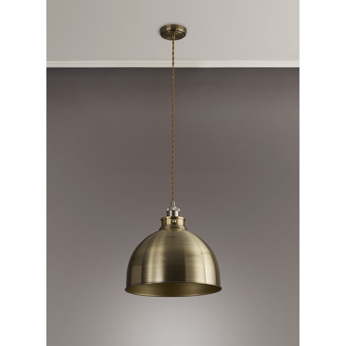 Nelson Lighting NL85389 Corfu 1 Light Large Pendant Antique Brass Satin Nickel