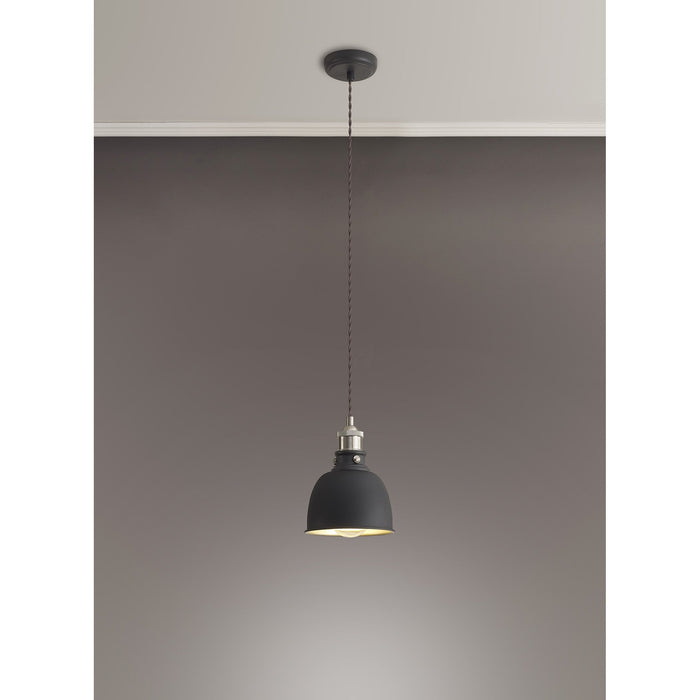 Nelson Lighting NL85439 Corfu 1 Light Small Pendant Graphite Satin Nickel