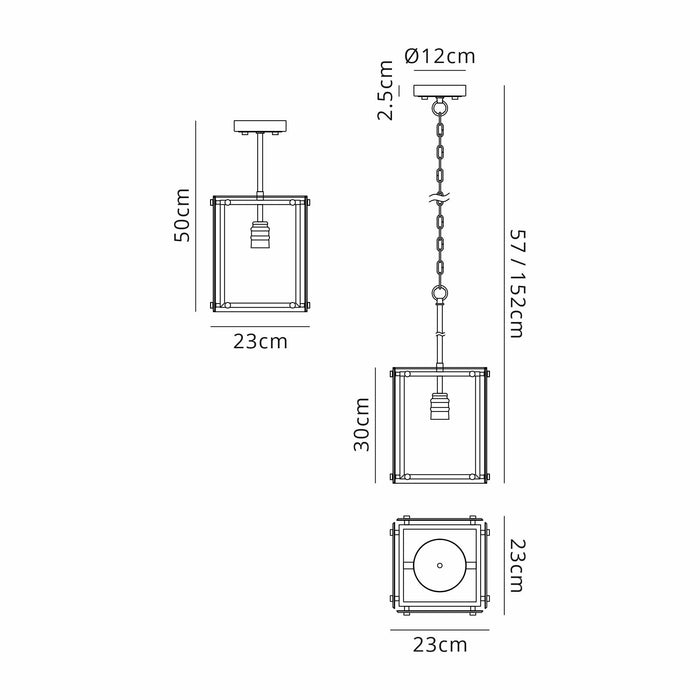 Nelson Lighting NL85789 Dalmer 1 Light Pendant Matt Black Chrome