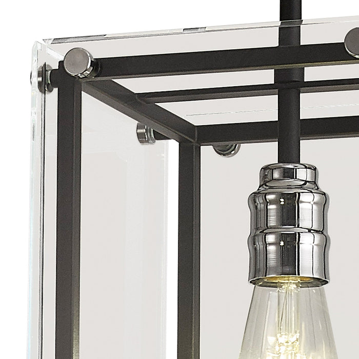 Nelson Lighting NL85789 Dalmer 1 Light Pendant Matt Black Chrome