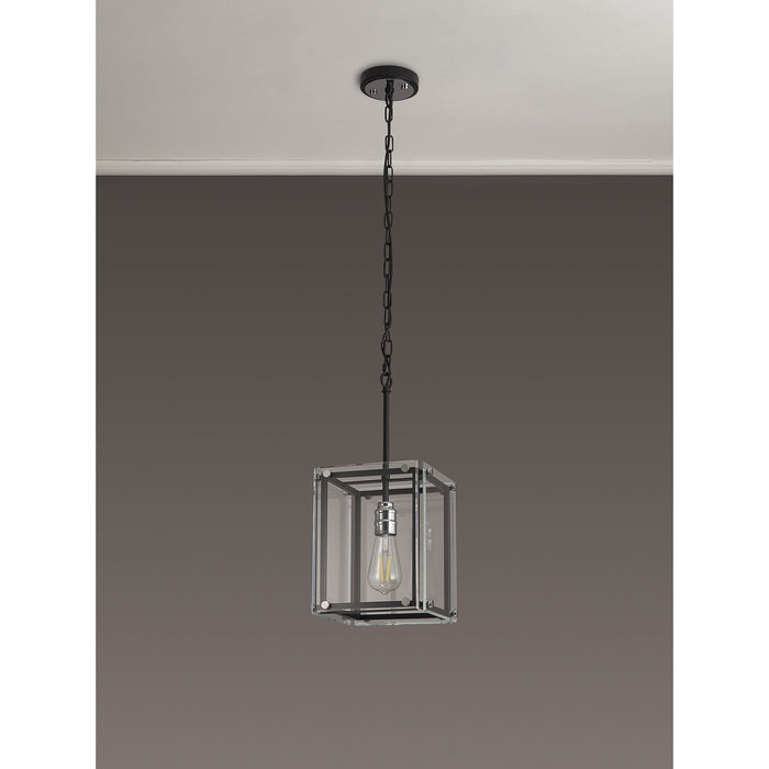 Nelson Lighting NL85789 Dalmer 1 Light Pendant Matt Black Chrome