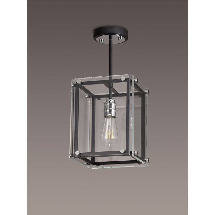 Nelson Lighting NL85789 Dalmer 1 Light Pendant Matt Black Chrome