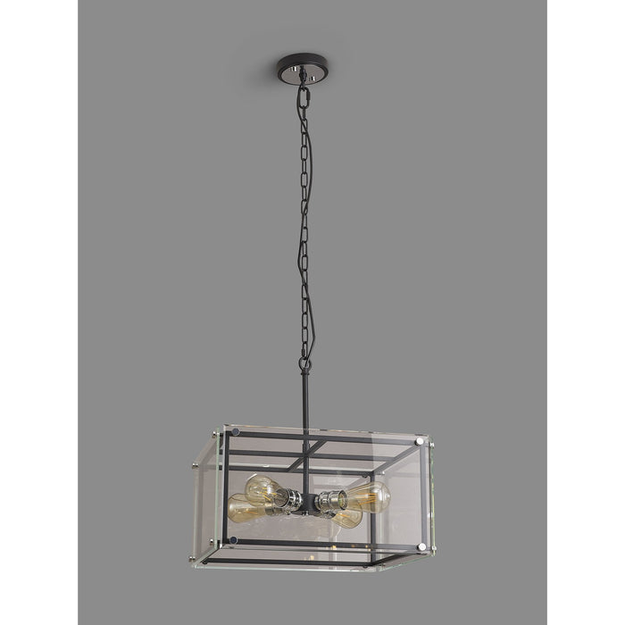 Nelson Lighting NL85799 Dalmer 4 Light Pendant Matt Black Chrome