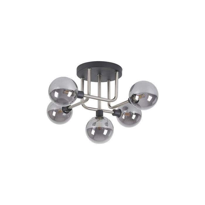 Nelson Lighting NL90819 Dylon 5 Light Flush Ceiling Light Graphite Satin Nickel