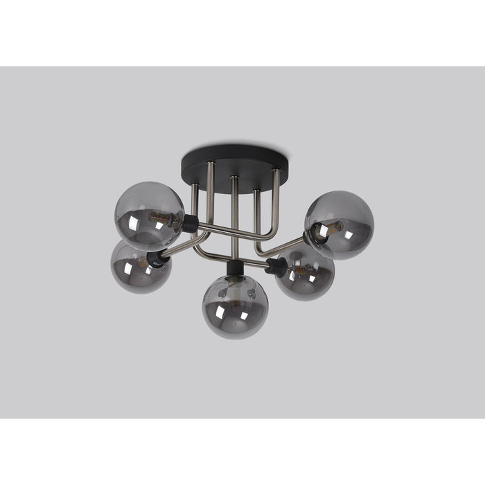 Nelson Lighting NL90819 Dylon 5 Light Flush Ceiling Light Graphite Satin Nickel