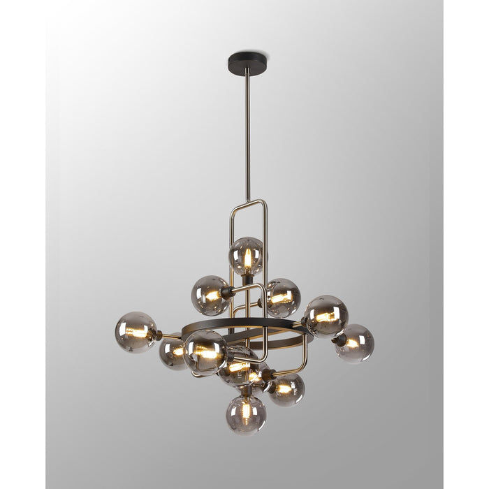 Nelson Lighting NL90839 Dylon 12 Light Pendant Graphite Satin Nickel