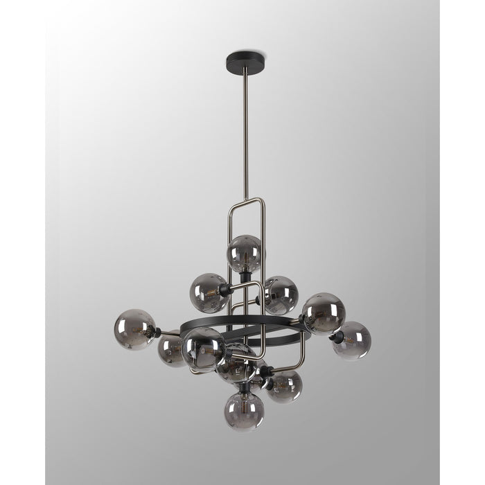 Nelson Lighting NL90839 Dylon 12 Light Pendant Graphite Satin Nickel