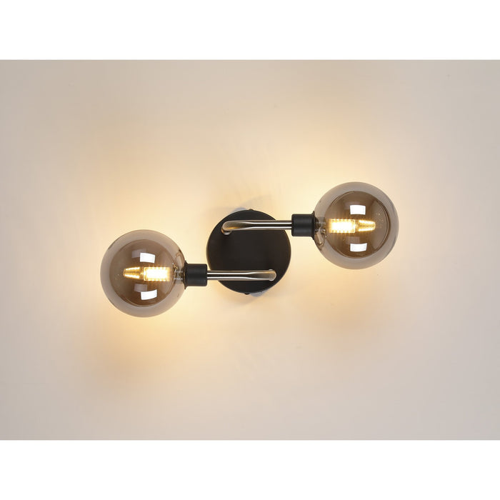 Nelson Lighting NL90849 Dylon 2 Light Wall Light Graphite Satin Nickel