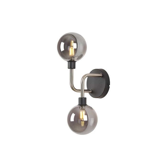 Nelson Lighting NL90849 Dylon 2 Light Wall Light Graphite Satin Nickel