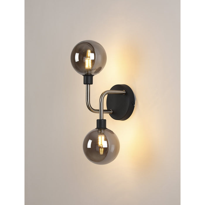 Nelson Lighting NL90849 Dylon 2 Light Wall Light Graphite Satin Nickel