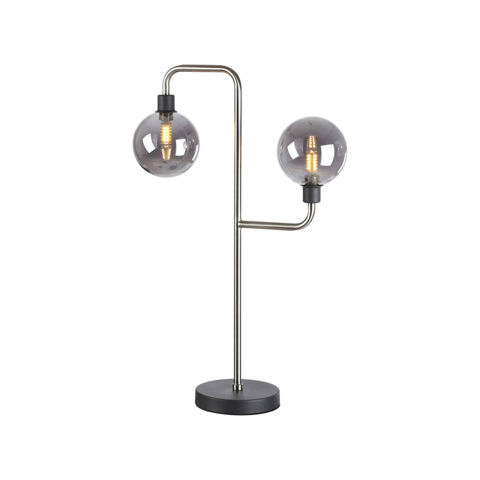 Nelson Lighting NL90859 Dylon 2 Light Table Lamp Graphite Satin Nickel