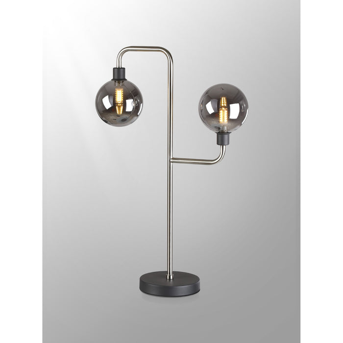 Nelson Lighting NL90859 Dylon 2 Light Table Lamp Graphite Satin Nickel