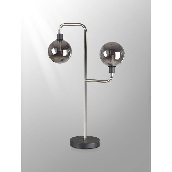 Nelson Lighting NL90859 Dylon 2 Light Table Lamp Graphite Satin Nickel