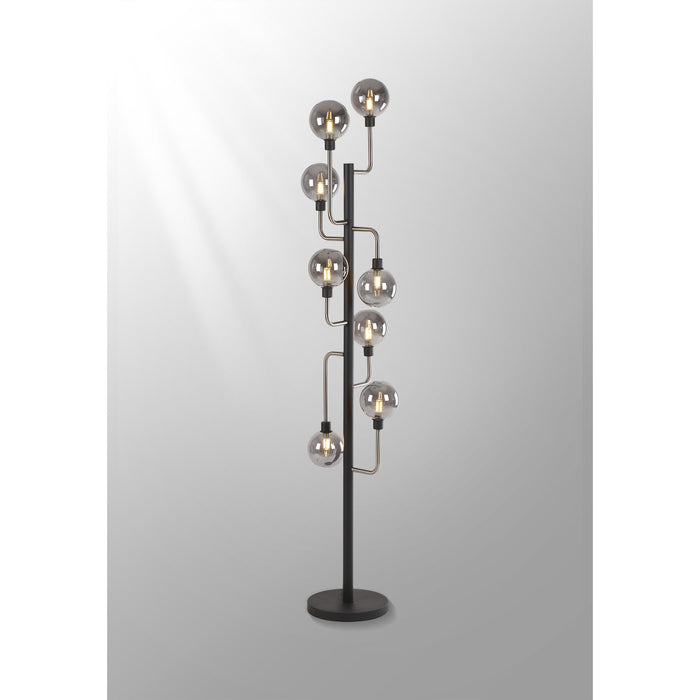 Nelson Lighting NL90869 Dylon 8 Light Floor Lamp Graphite Satin Nickel