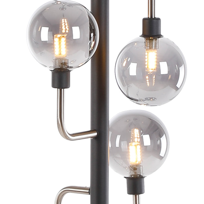 Nelson Lighting NL90869 Dylon 8 Light Floor Lamp Graphite Satin Nickel