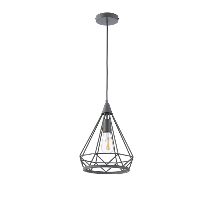 Nelson Lighting NL93829 Eros 1 Light Small Diamond Pendant Matt Grey