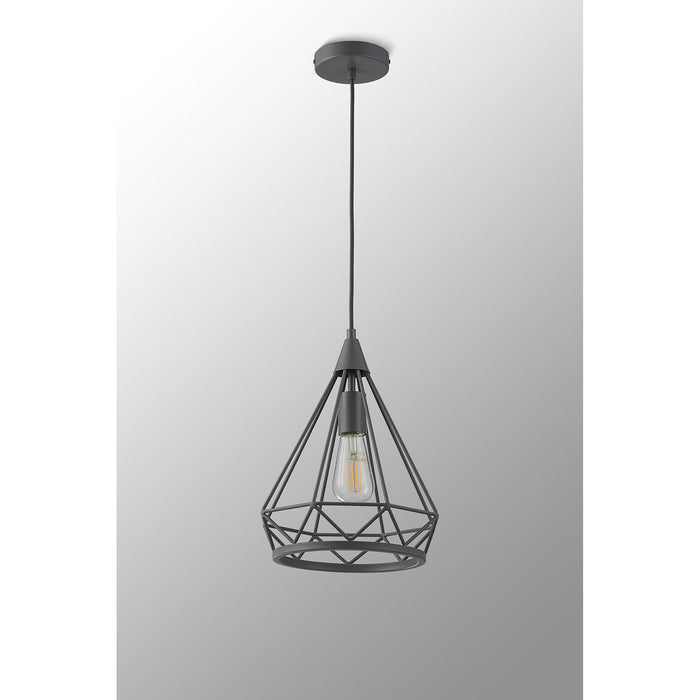 Nelson Lighting NL93829 Eros 1 Light Small Diamond Pendant Matt Grey