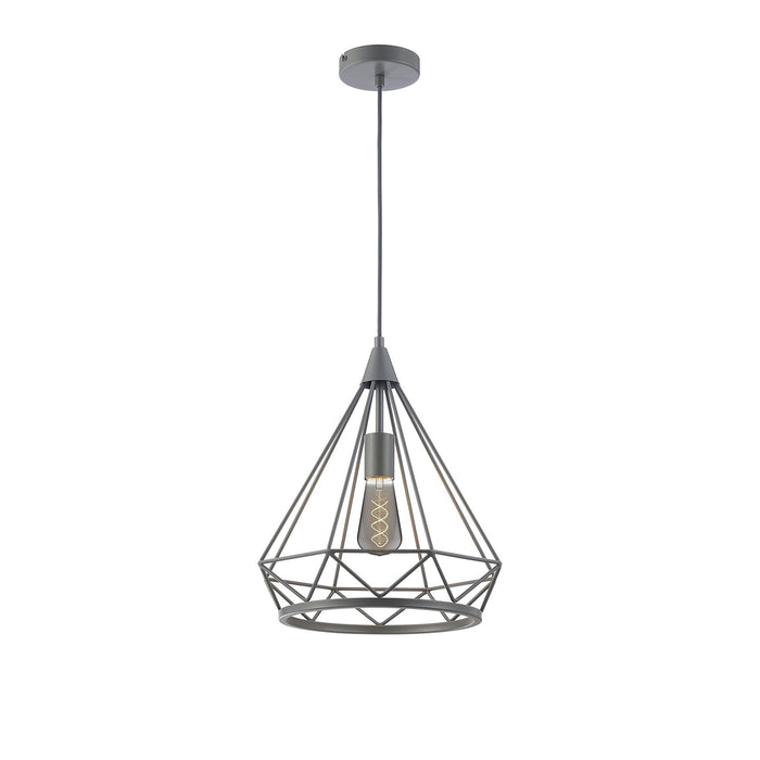 Nelson Lighting NL93839 Eros 1 Light Large Diamond Pendant Matt Grey