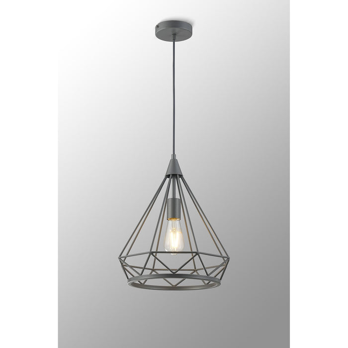 Nelson Lighting NL93839 Eros 1 Light Large Diamond Pendant Matt Grey