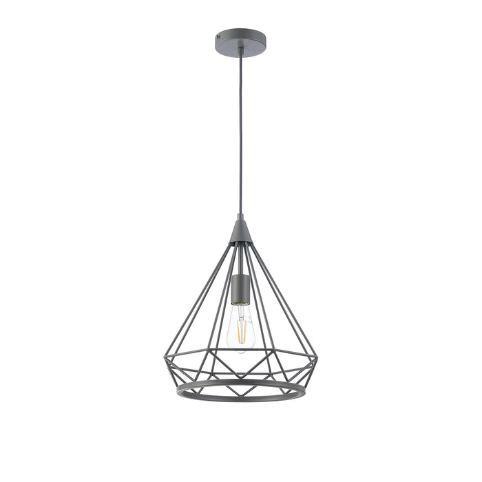 Nelson Lighting NL93839 Eros 1 Light Large Diamond Pendant Matt Grey