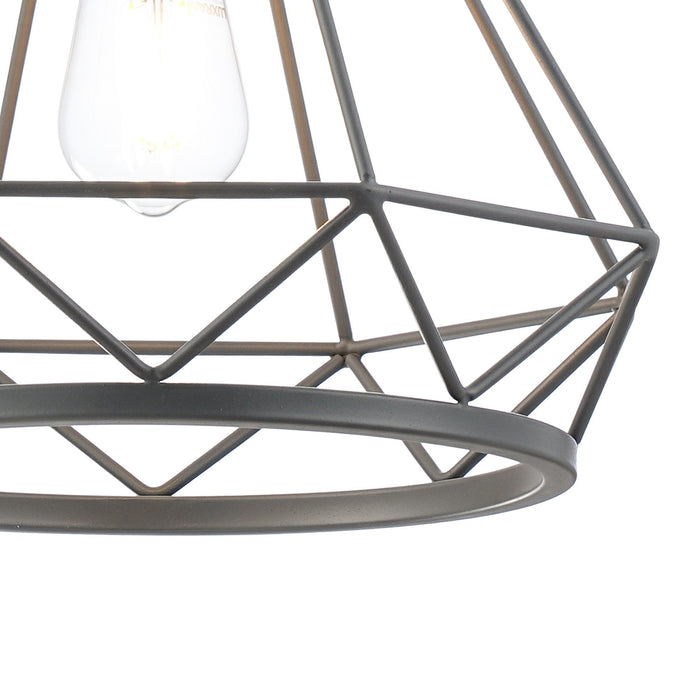 Nelson Lighting NL93839 Eros 1 Light Large Diamond Pendant Matt Grey