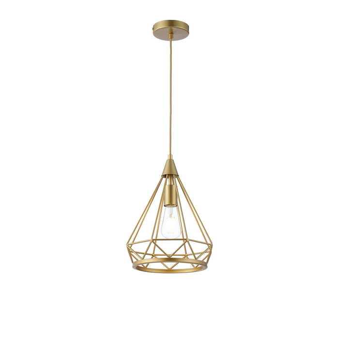 Nelson Lighting NL93849 Eros 1 Light Small Diamond Pendant Gold