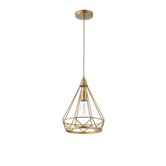 Nelson Lighting NL93849 Eros 1 Light Small Diamond Pendant Gold