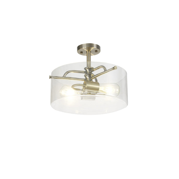 Nelson Lighting NL88059 Gabrel 2 Light Ceiling Light Antique Brass Clear