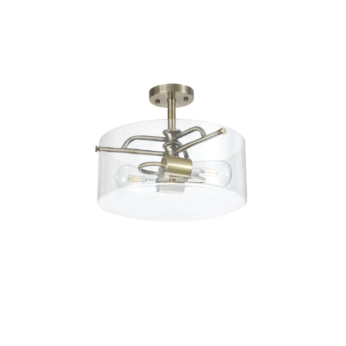 Nelson Lighting NL88059 Gabrel 2 Light Ceiling Light Antique Brass Clear