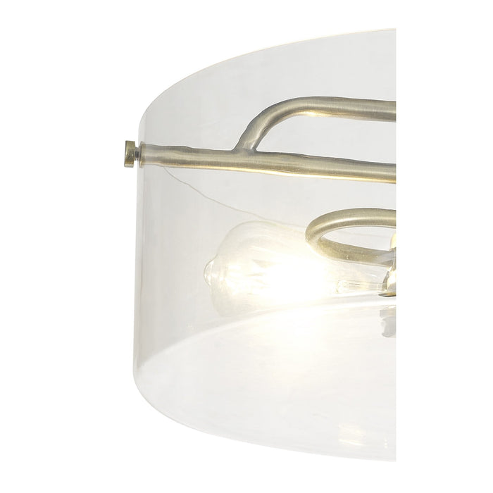 Nelson Lighting NL88059 Gabrel 2 Light Ceiling Light Antique Brass Clear