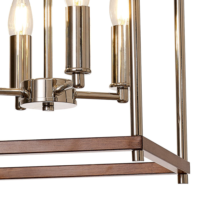 Nelson Lighting NL92559 Icart 4 Light Pendant Walnut Polished Nickel