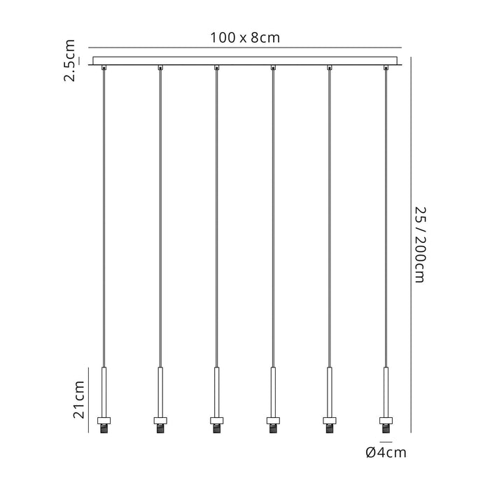 Nelson Lighting NL76109 Iona 6 Light Linear Pendant Polished Chrome