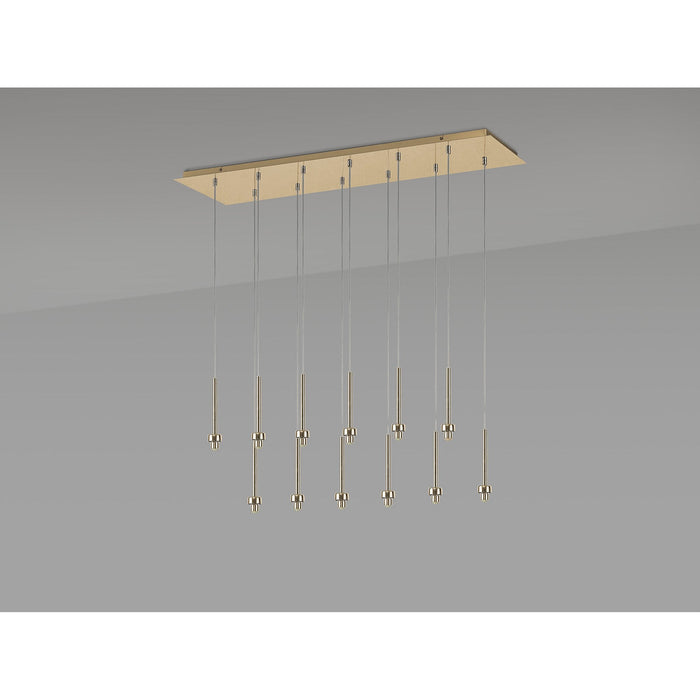 Nelson Lighting NL84759 Iona 12 Light Linear Pendant French Gold Matt Gold