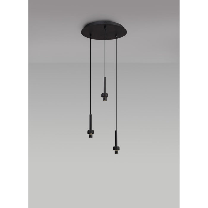 Nelson Lighting NL92729 Iona 3 Light Round Pendant Satin Black