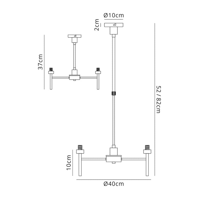 Nelson Lighting NL92979 Iona 3 Light Pendant/Ceiling Light Satin Black