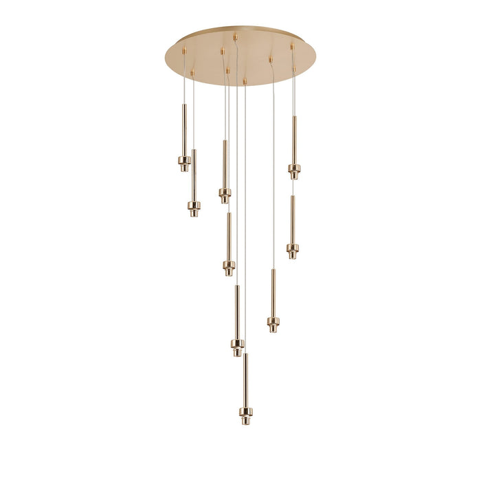 Nelson Lighting NL93019 Iona 9 Light Round Pendant French Gold