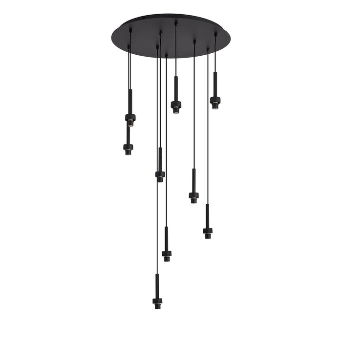 Nelson Lighting NL93029 Iona 9 Light Round Pendant Satin Black