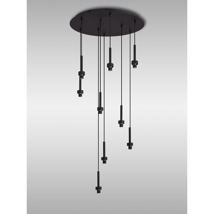 Nelson Lighting NL93029 Iona 9 Light Round Pendant Satin Black