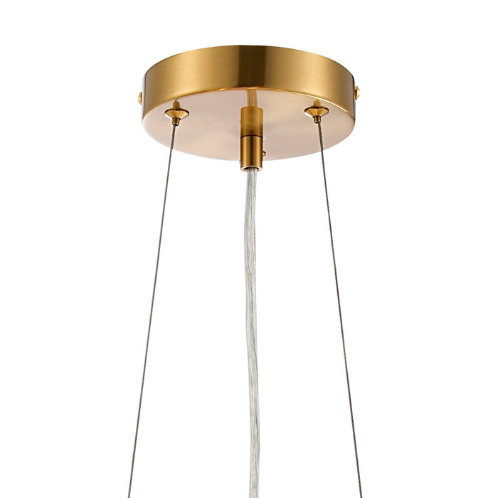 Nelson Lighting NL9498BR/AM9 Kaffer 10 Light Round Pendant Brass Amber