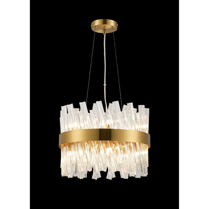 Nelson Lighting NL9498BR/CL9 Kaffer 10 Light Round Pendant Brass Clear