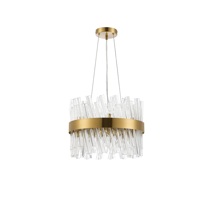 Nelson Lighting NL9498BR/CL9 Kaffer 10 Light Round Pendant Brass Clear