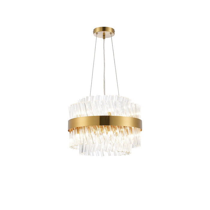 Nelson Lighting NL9498BR/CL9 Kaffer 10 Light Round Pendant Brass Clear